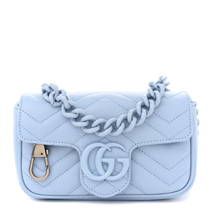 Gucci Calfskin Matelasse Monochrome GG Marmont Chain Belt Bag Porcelain Light Blue 1 of 12