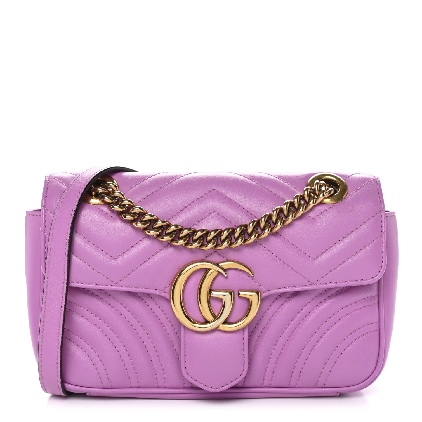 Calfskin Matelasse Mini GG Marmont Shoulder Bag Candy Mousse