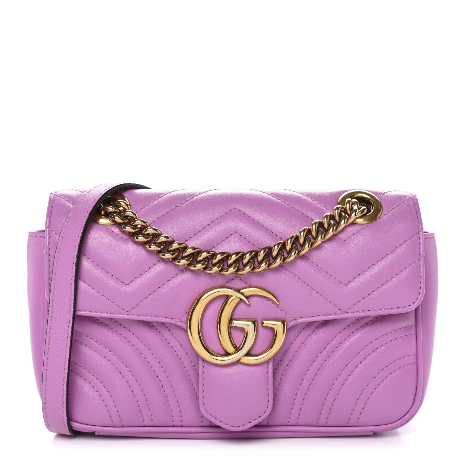 Gucci Calfskin Matelasse Mini GG Marmont Shoulder Bag Candy Mousse 1 of 12