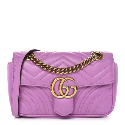 Gucci Calfskin Matelasse Mini GG Marmont Shoulder Bag Candy Mousse 1 of 12