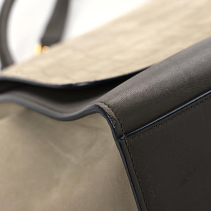 Celine Crocodile Embossed Calfskin Suede Medium Trapeze Taupe 8 of 19