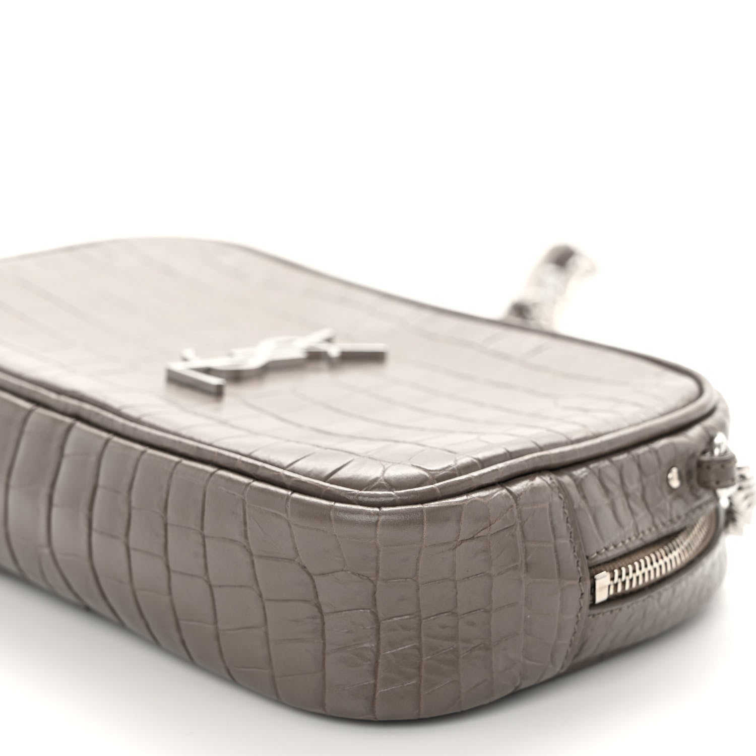 Saint Laurent Calfskin Crocodile Embossed Monogram Mini Lou Camera Bag Fog 9 of 9