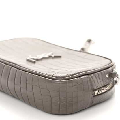 Saint Laurent Calfskin Crocodile Embossed Monogram Mini Lou Camera Bag Fog 9 of 9