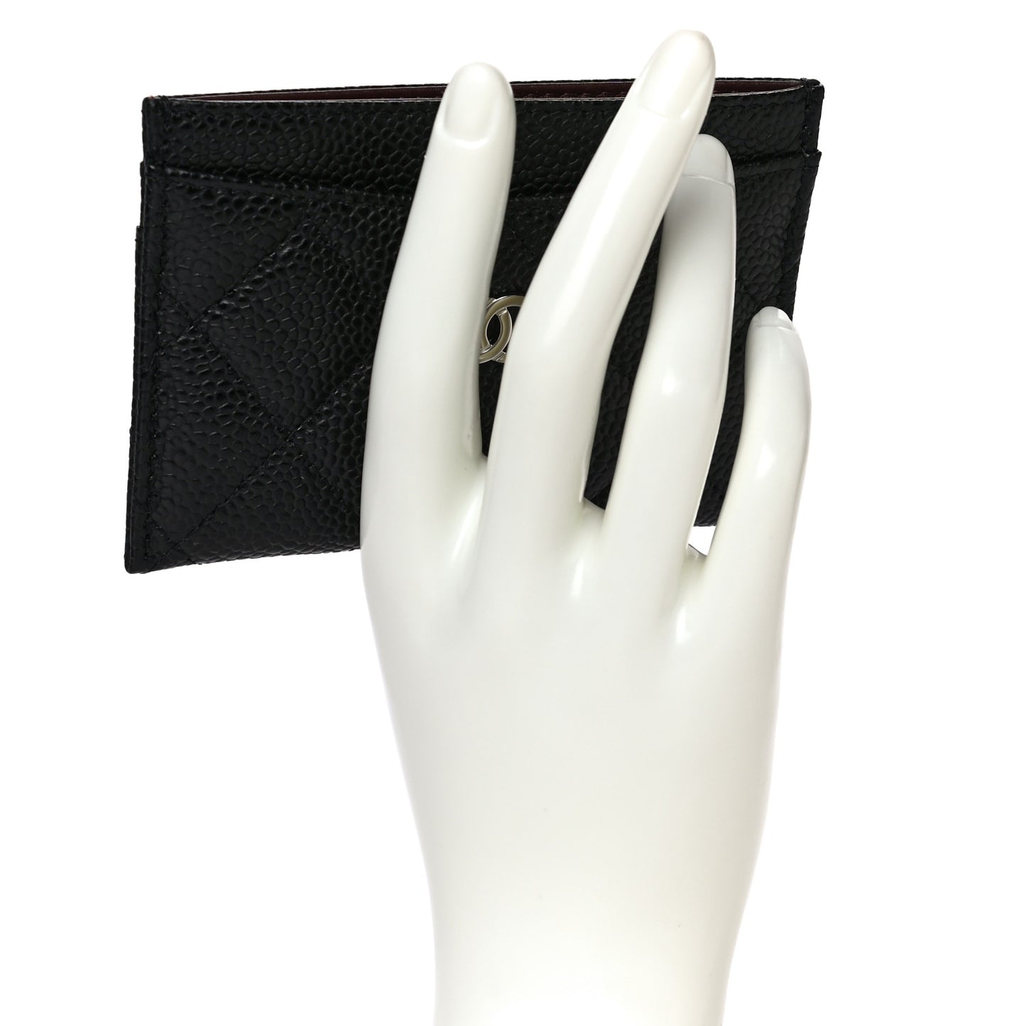 Caviar Quilted Card Holder Black