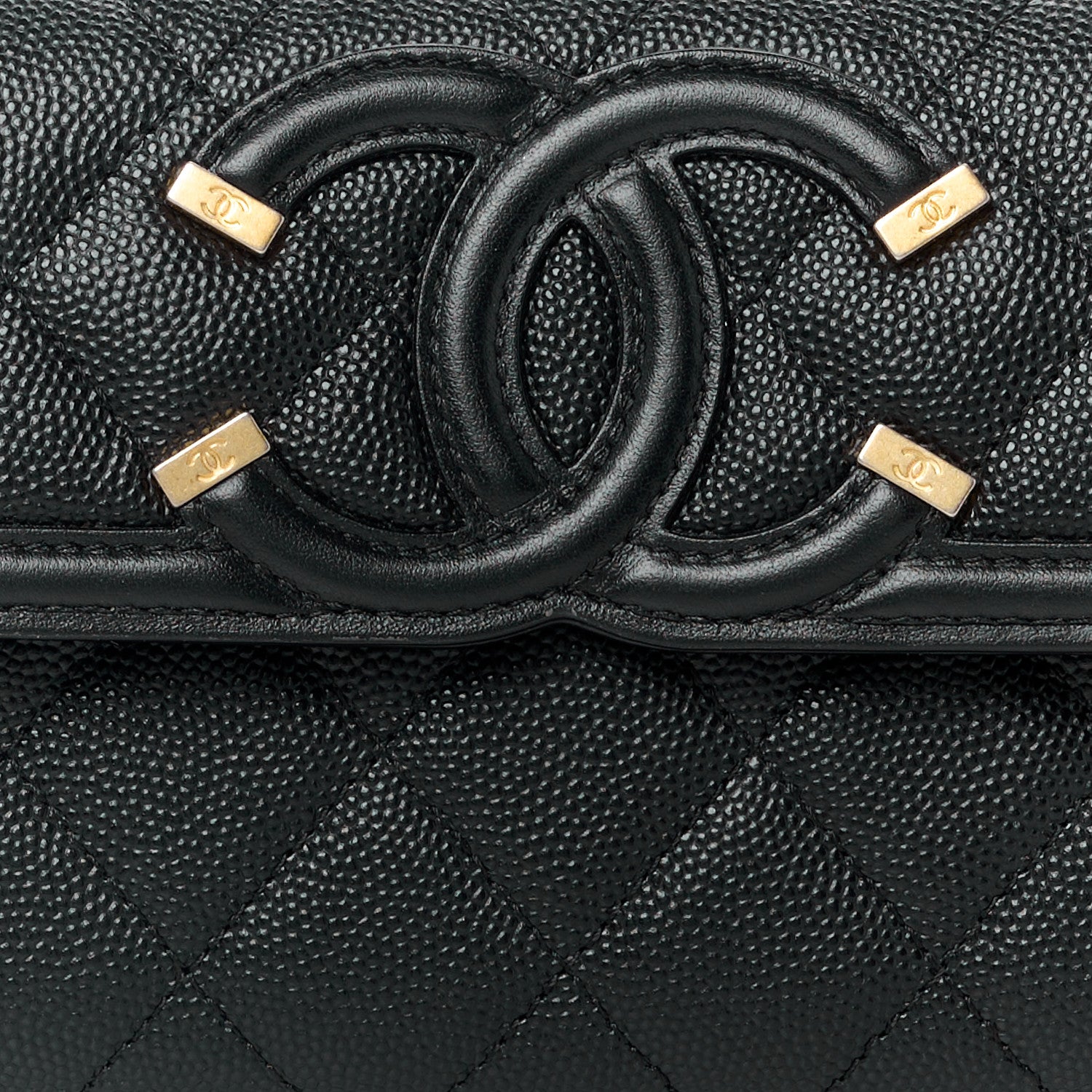 Chanel Caviar Quilted Filigree Large Gusset Flap Wallet Black 10 of 13