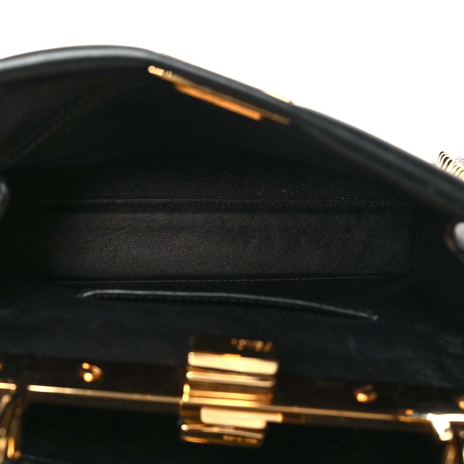 Fendi Vitello Seta Shiny Nappa Scalloped Studded Mini Peekaboo Iconic Satchel Black 6 of 11