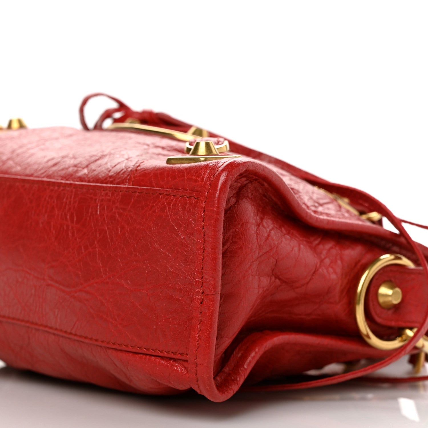 Balenciaga Agneau Gold Metallic Edge Hardware Mini City Rouge Rubis 9 of 10