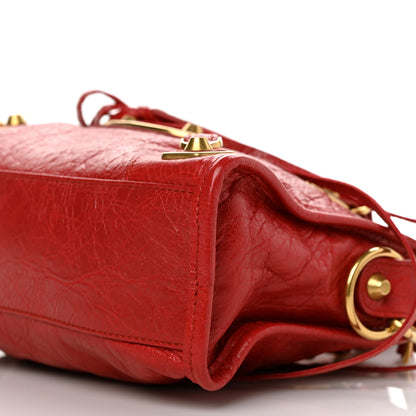 Balenciaga Agneau Gold Metallic Edge Hardware Mini City Rouge Rubis 9 of 10
