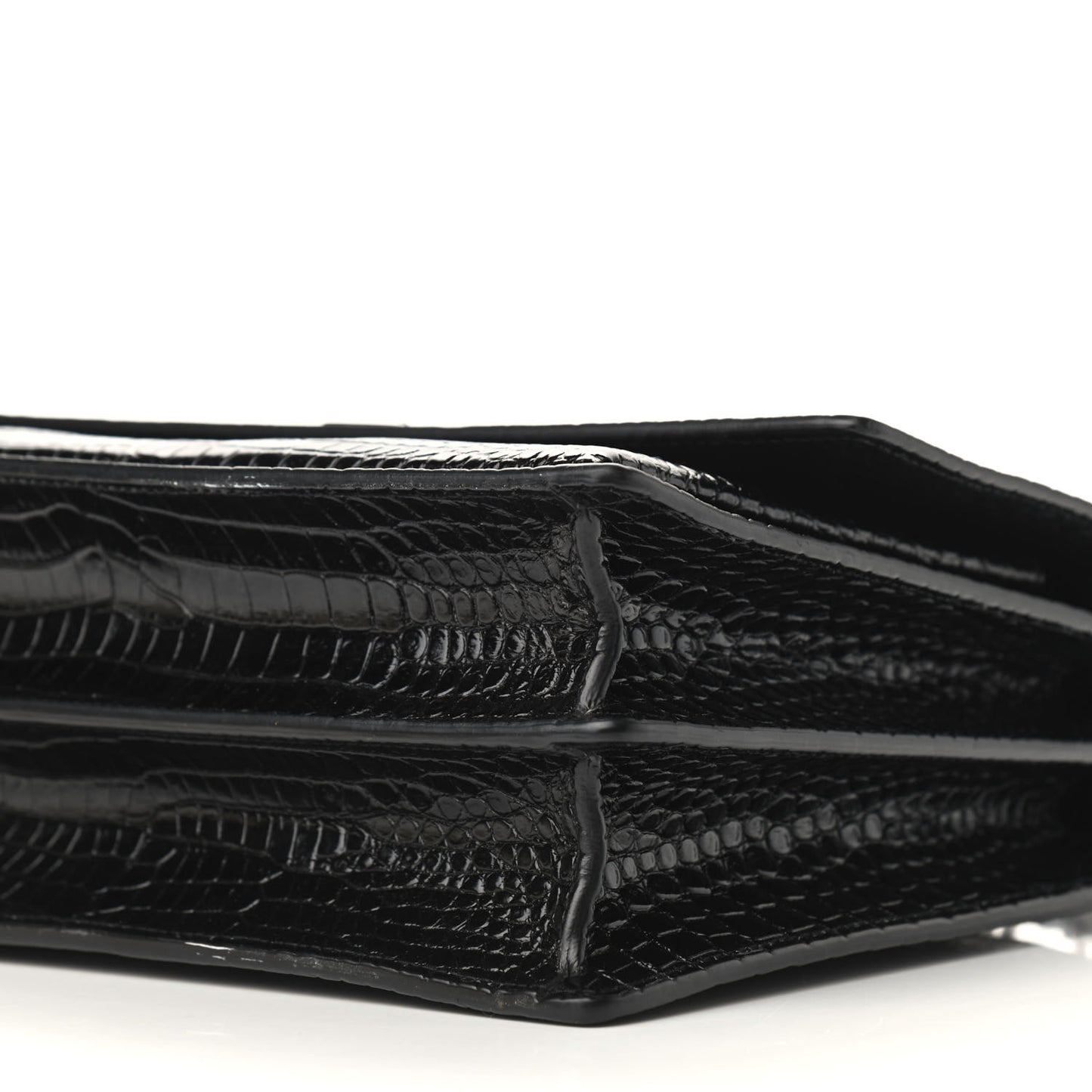 Calfskin Crocodile Embossed Medium Monogram Sunset Black