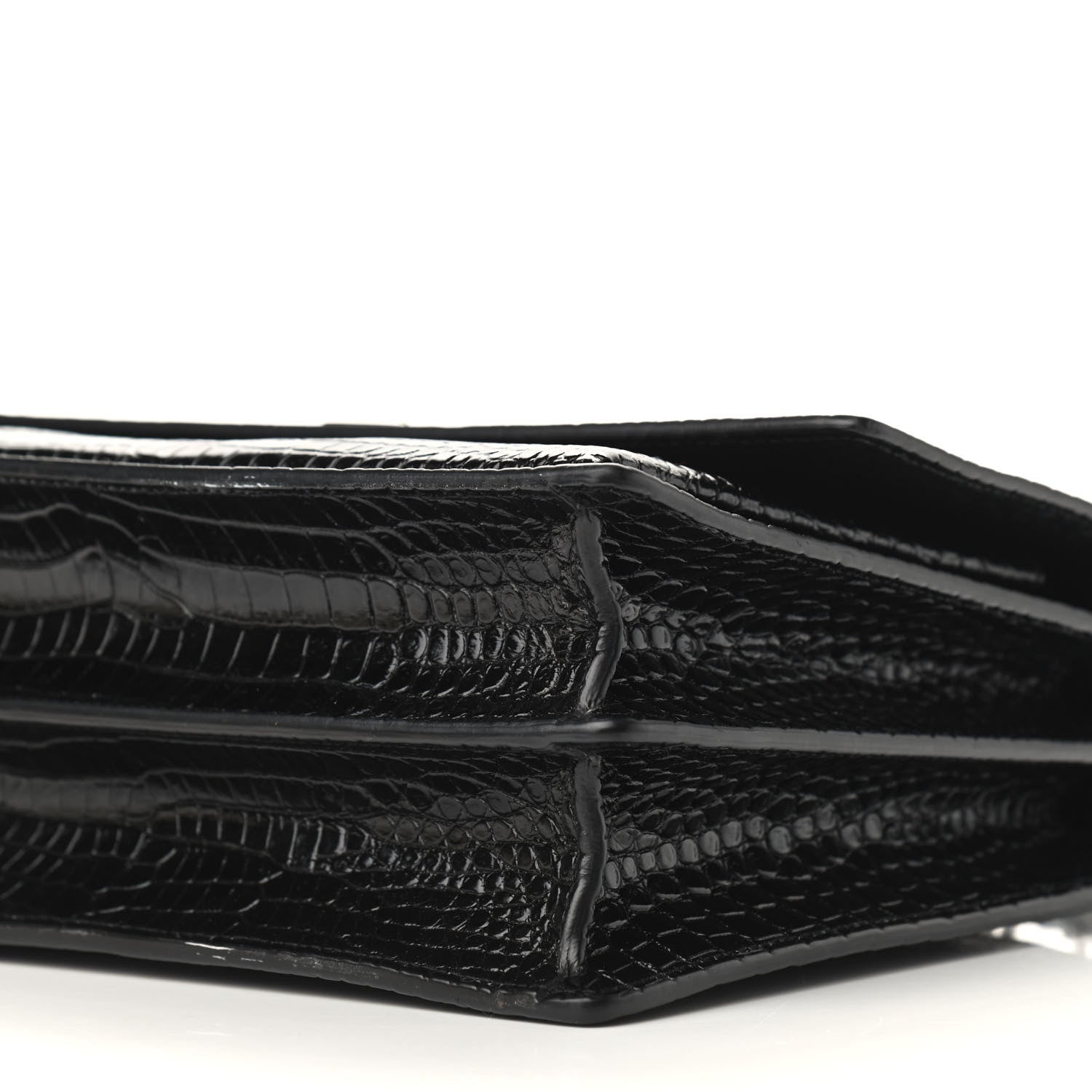 Saint Laurent Calfskin Crocodile Embossed Medium Monogram Sunset Black 9 of 9