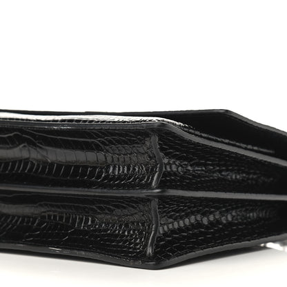 Saint Laurent Calfskin Crocodile Embossed Medium Monogram Sunset Black 9 of 9