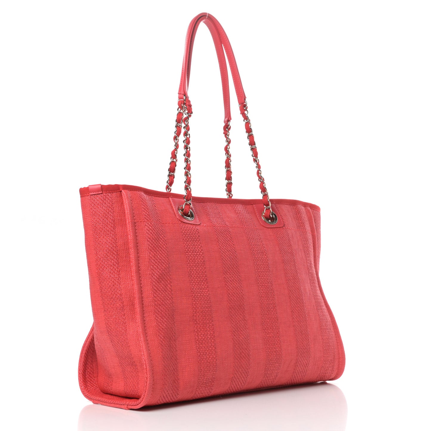Mixed Fibers Striped Small Deauville Tote Red