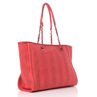 Chanel Mixed Fibers Striped Small Deauville Tote Red 3 of 10