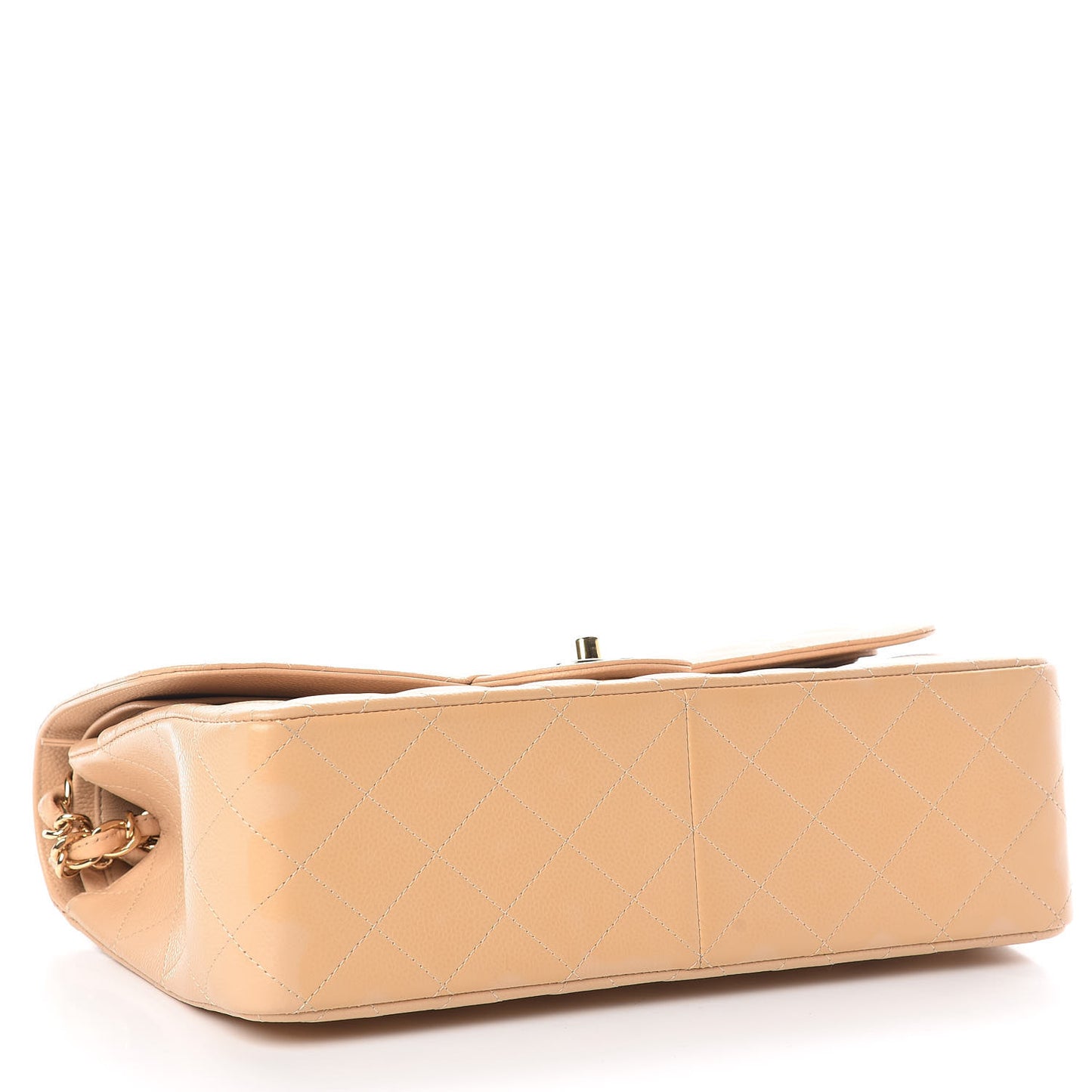 Caviar Quilted Jumbo Double Flap Beige Clair