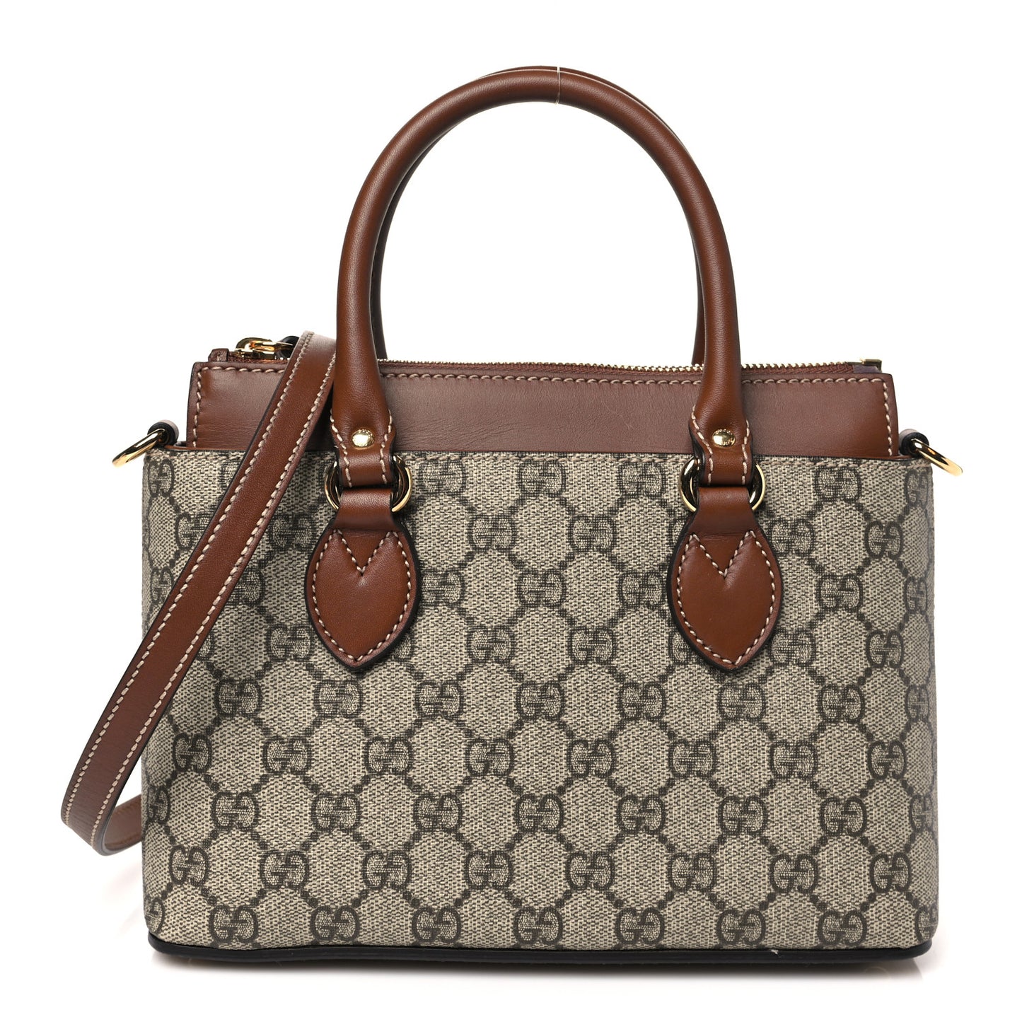 GG Supreme Monogram Mini Zip Top Tote Beige Tuscany