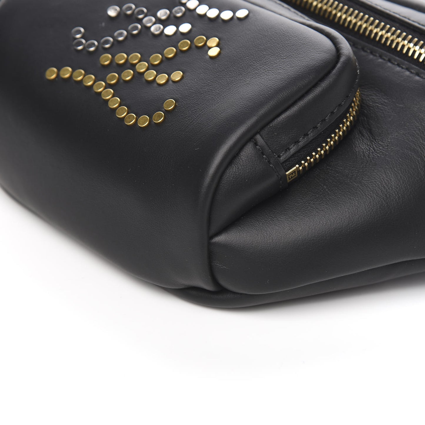 Vitello Grace Karligraphy Studded Pocket Belt Bag Black