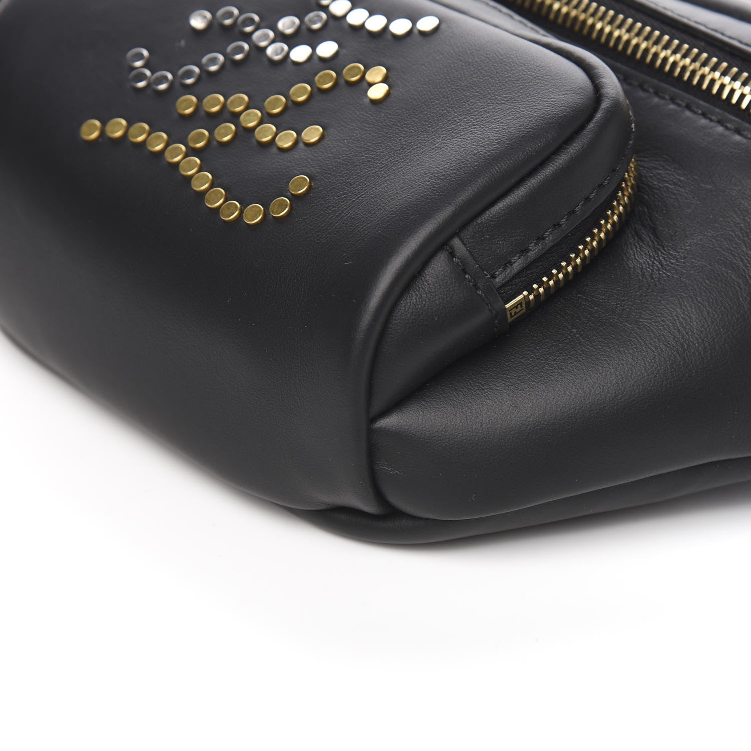 Fendi Vitello Grace Karligraphy Studded Pocket Belt Bag Black 8 of 9