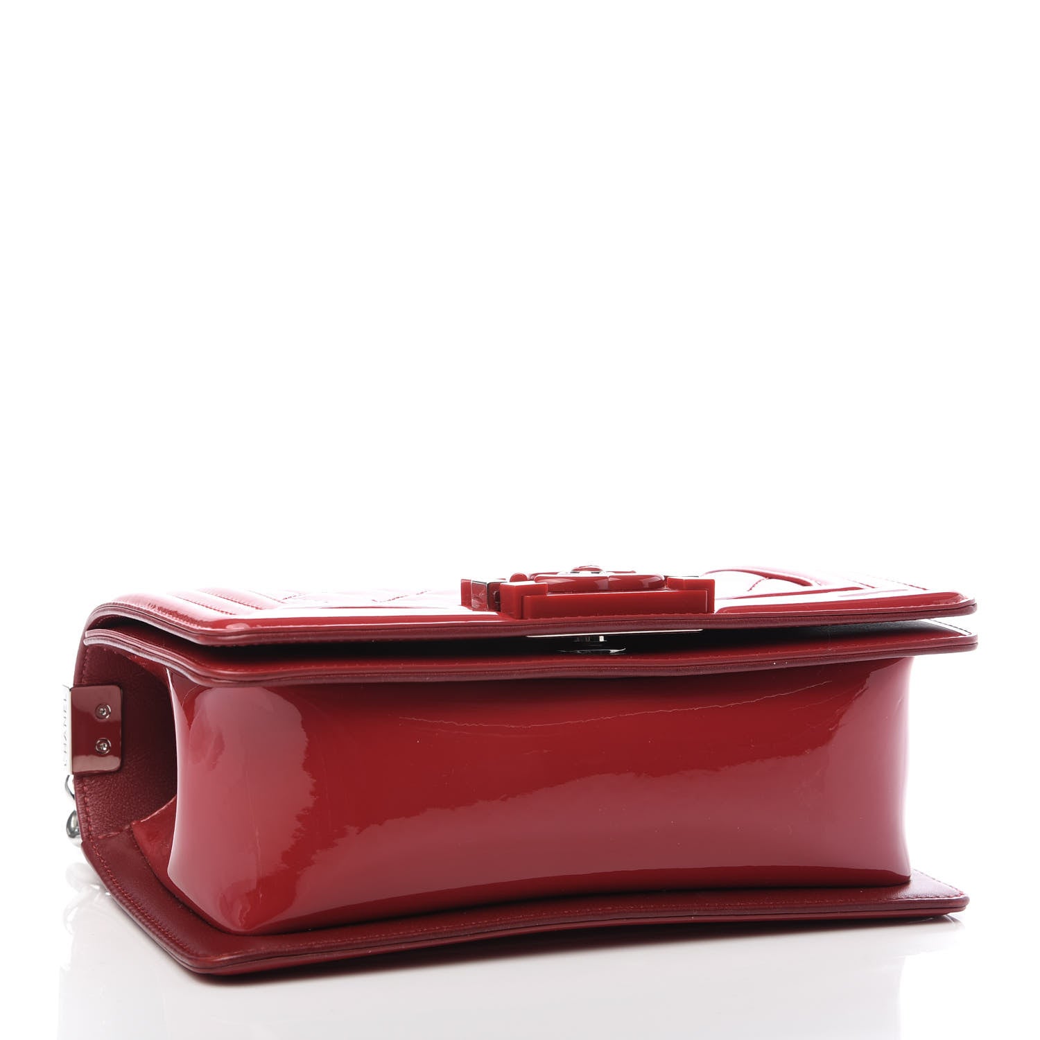 Chanel Patent Calfskin Quilted Small Plexiglass Boy Flap Red 4 of 9