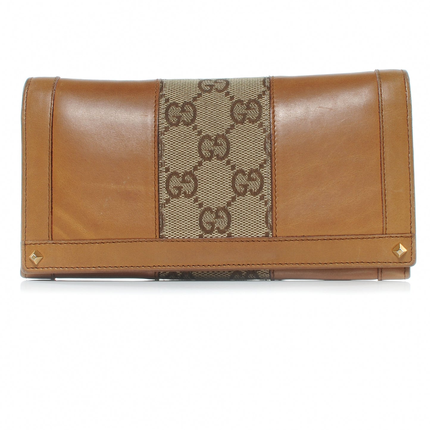 Leather Monogram Web Continental Wallet Tan