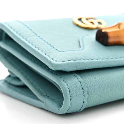 Gucci Wonka Grain Calfskin Diana Tri-Fold Wallet Dusty Azure 9 of 11