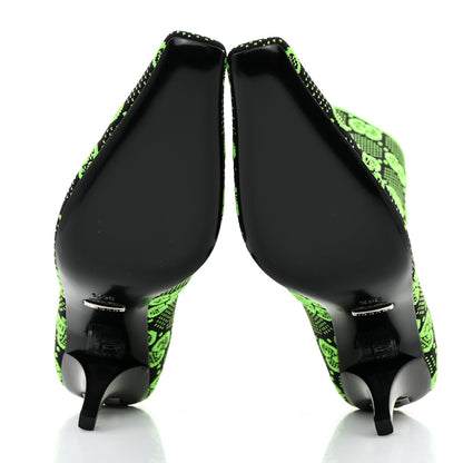Gucci Technical Jersey Knit GG Monogram Square G 75mm Ankle Boots 36.5 Black Neon Green 5 of 8