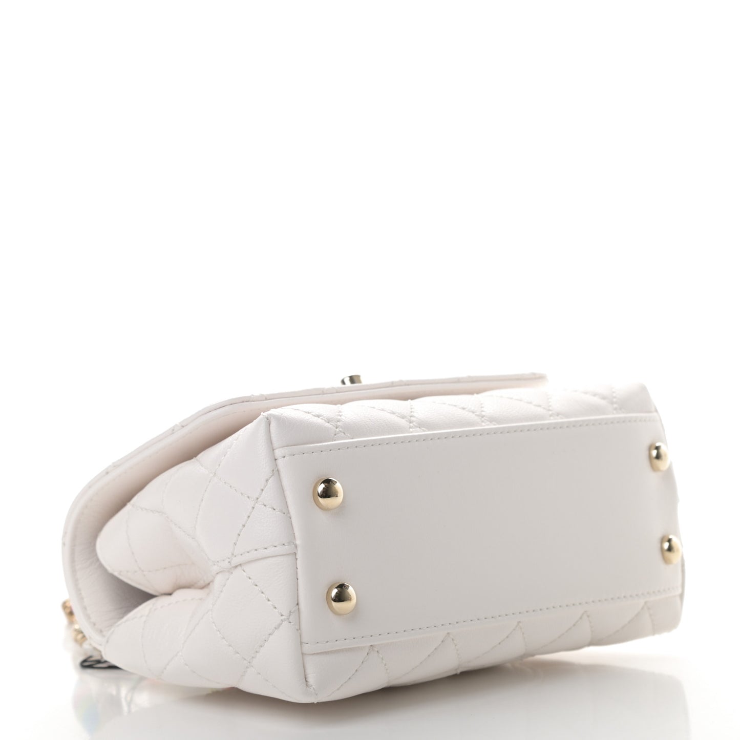 Goatskin Quilted Extra Mini Rainbow Coco Handle Flap White