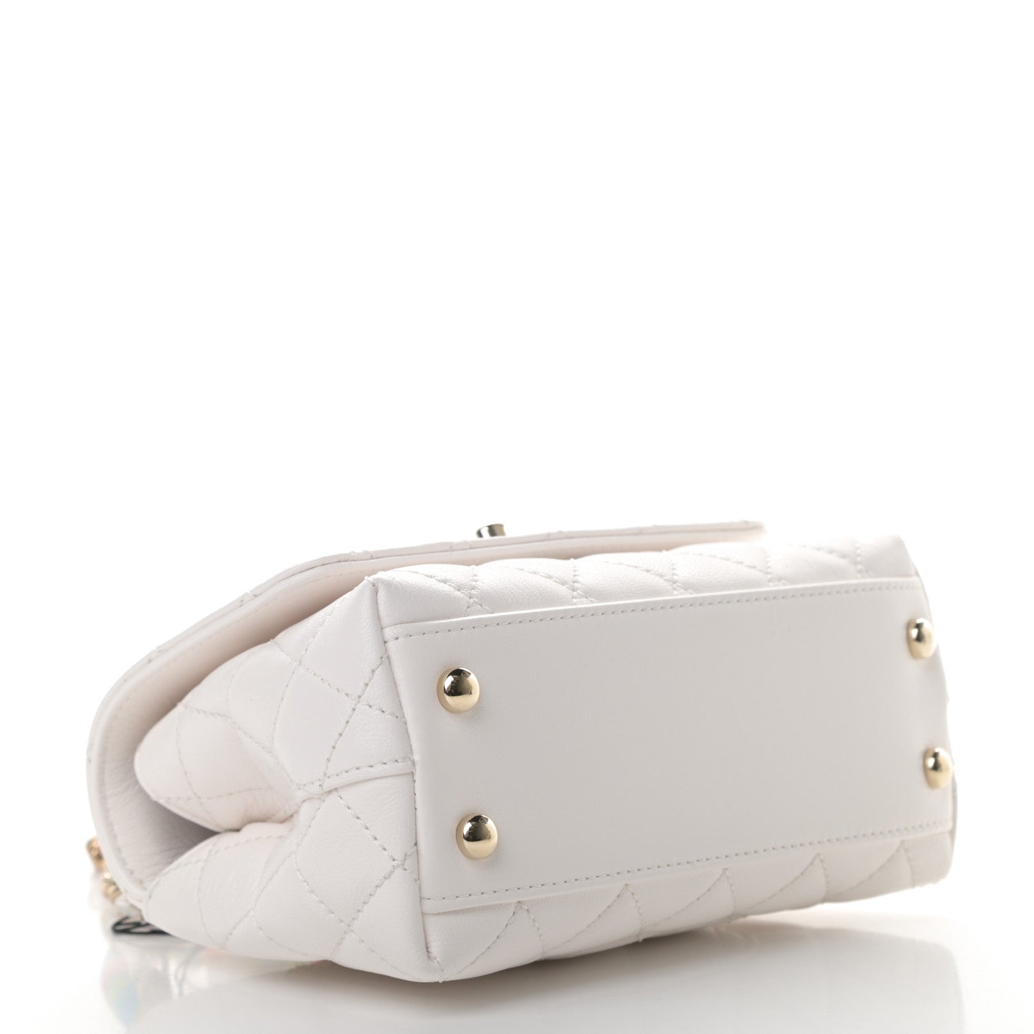 Chanel Goatskin Quilted Extra Mini Rainbow Coco Handle Flap White 4 of 11