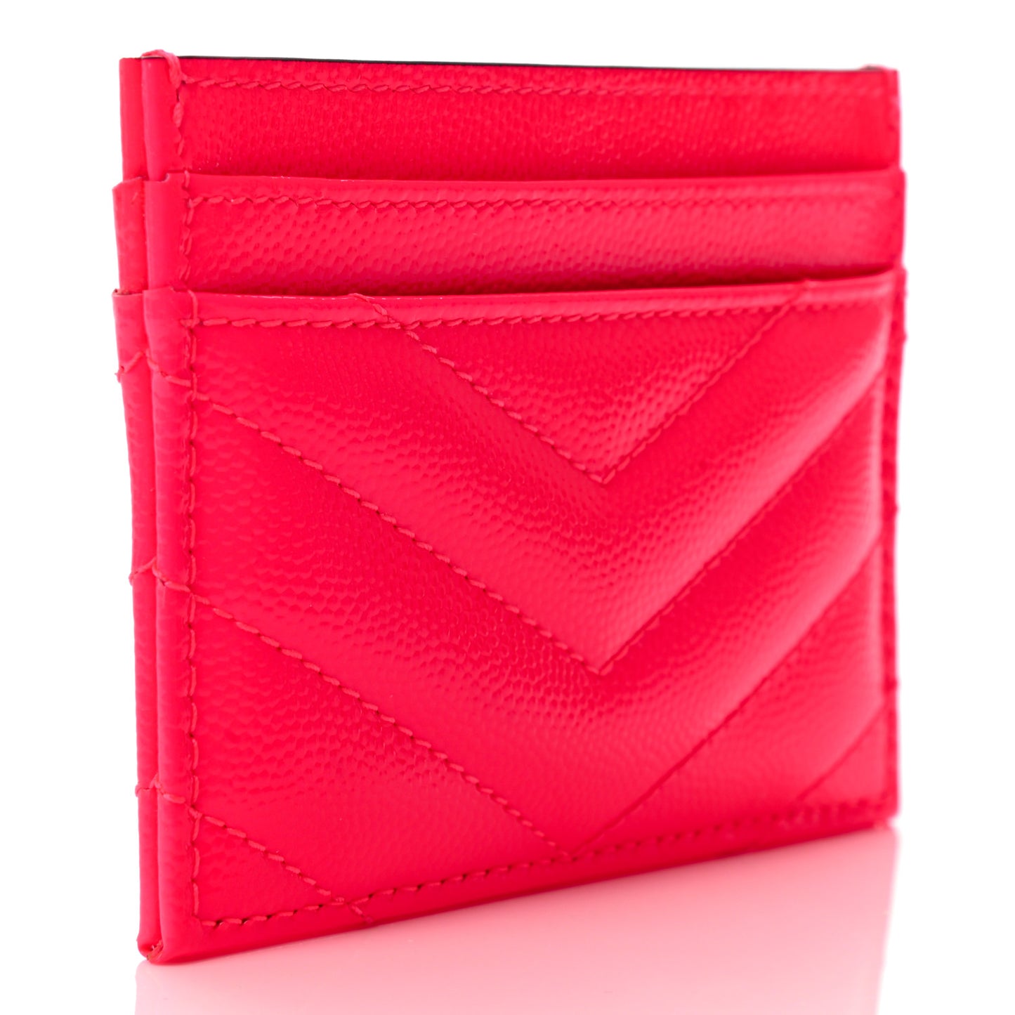 Grain De Poudre Matelasse Chevron Monogram Credit Card Case Neon Pink