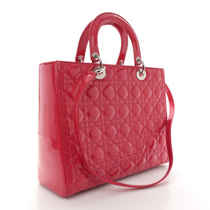 Christian Dior Patent Cannage Large Lady Dior Fuchsia 3 of 13
