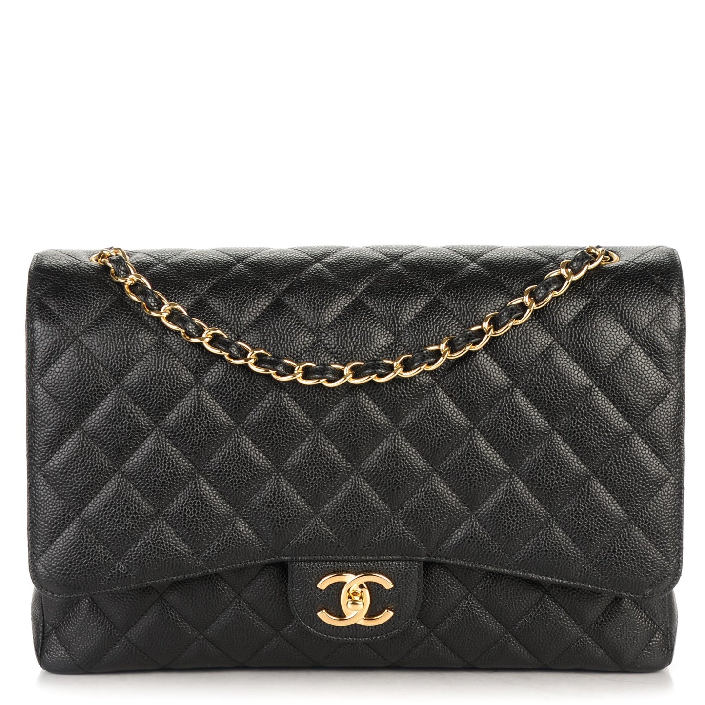 Caviar Quilted Maxi Double Flap Black