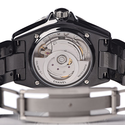 Chanel Stainless Steel Ceramic Diamond 38mm J12 Automatic Watch Black 6 of 7
