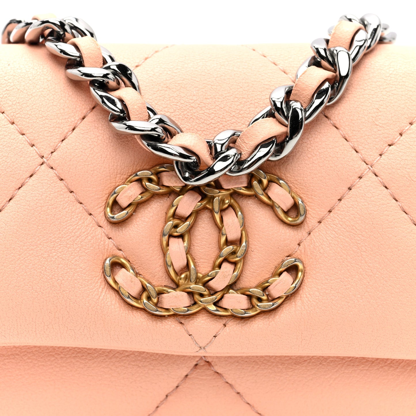 Lambskin Quilted Chanel 19 Flap Belt Bag Light Orange