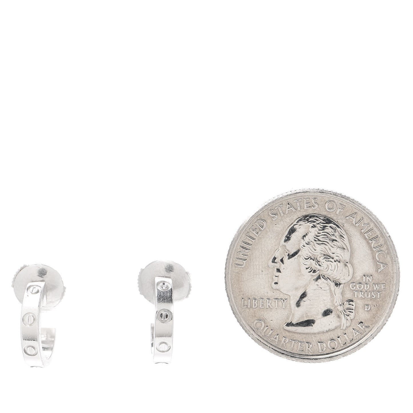 18K White Gold Small LOVE Hoop Earrings