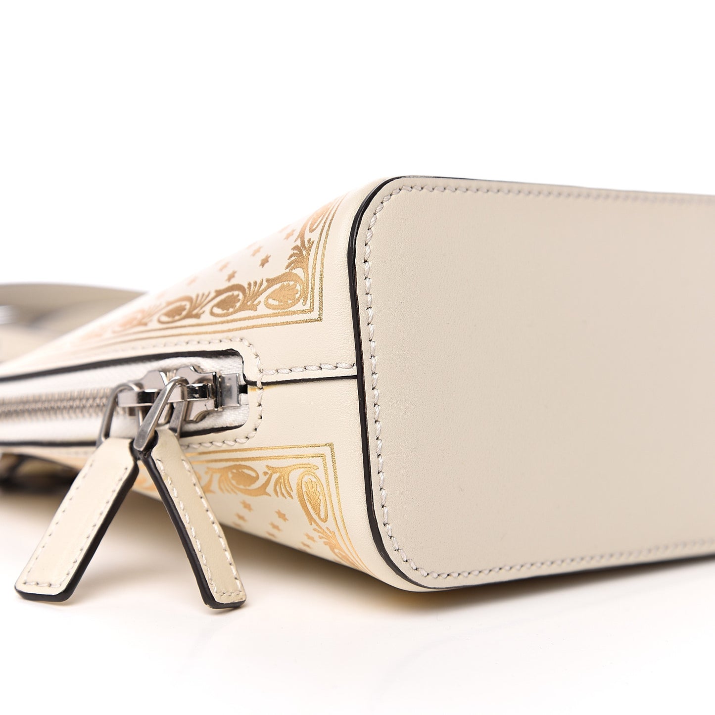 X SEGA Calfskin GUCCY Stars Mini Dome Shoulder Bag Mystic White Gold