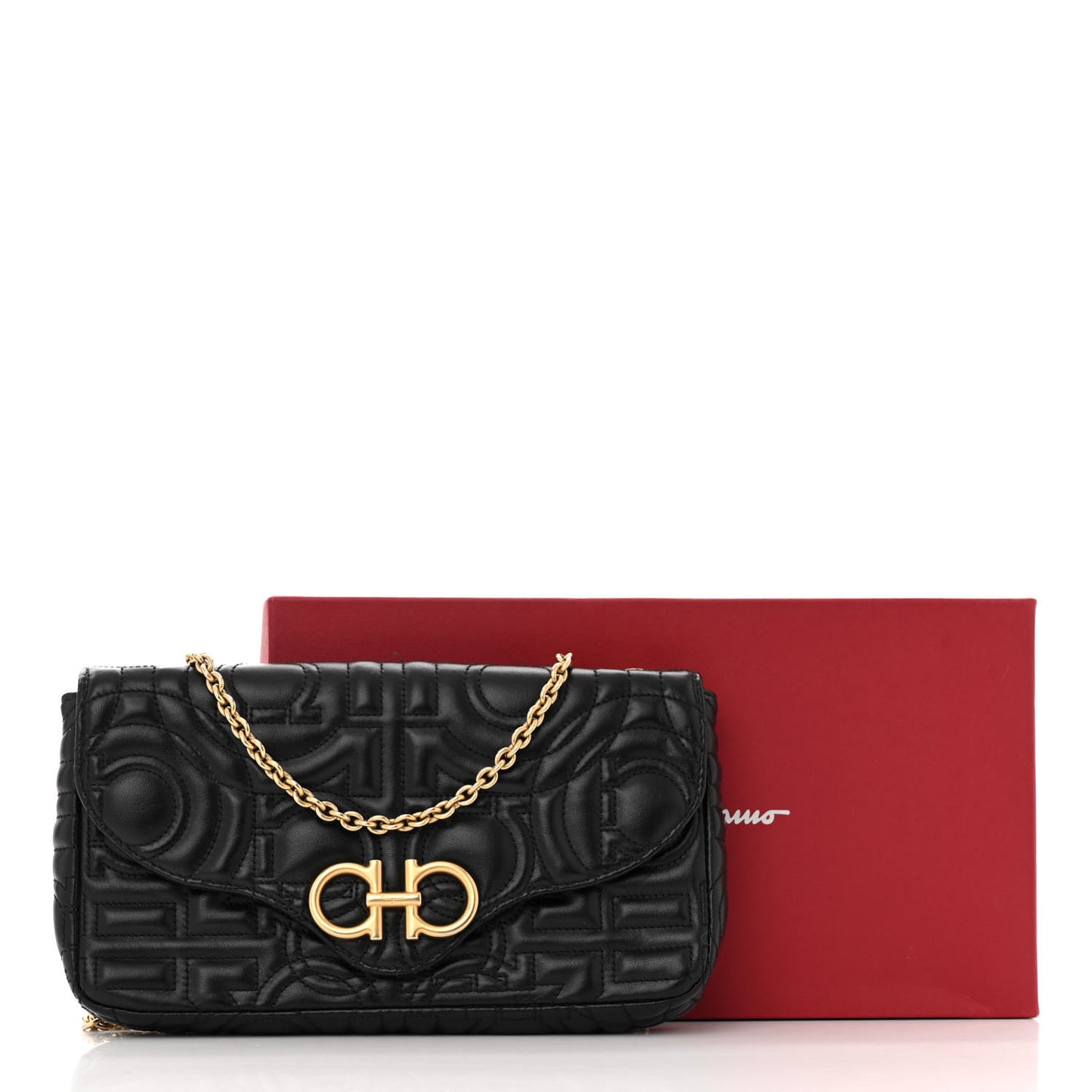 Calfskin Quilted Gancini Mini Bag Black