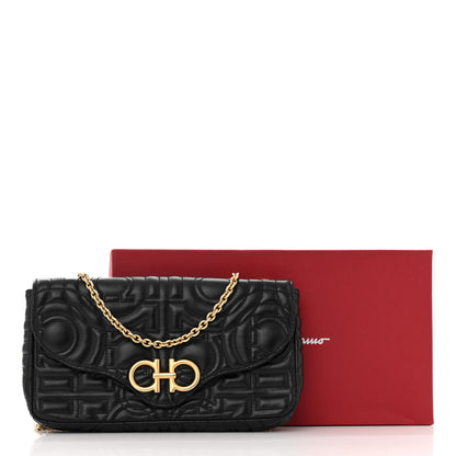 Salvatore Ferragamo Calfskin Quilted Gancini Mini Bag Black 12 of 12