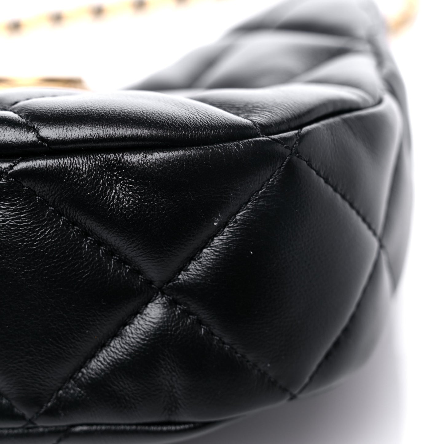 Lambskin Quilted Small Chain Hobo Black