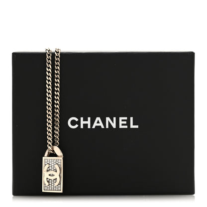 Chanel Crystal Dog Tag Charm Necklace Gold 6 of 6