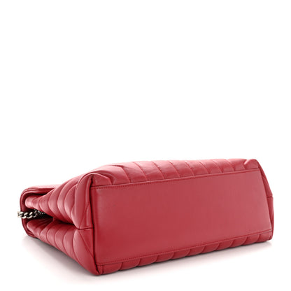 Saint Laurent Calfskin Y Quilted Monogram Medium Loulou Chain Satchel Lipstick Red 4 of 14