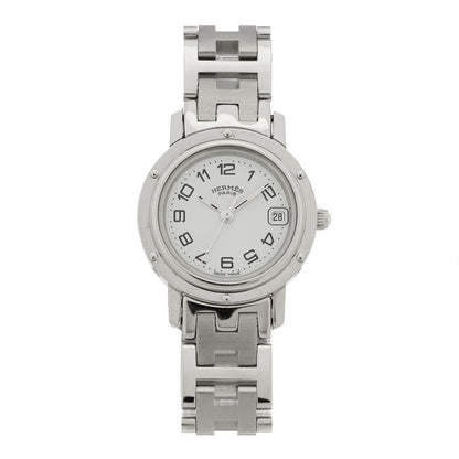 Hermes Stainless Steel 24mm Clipper Quartz Watch White 1 of 5
