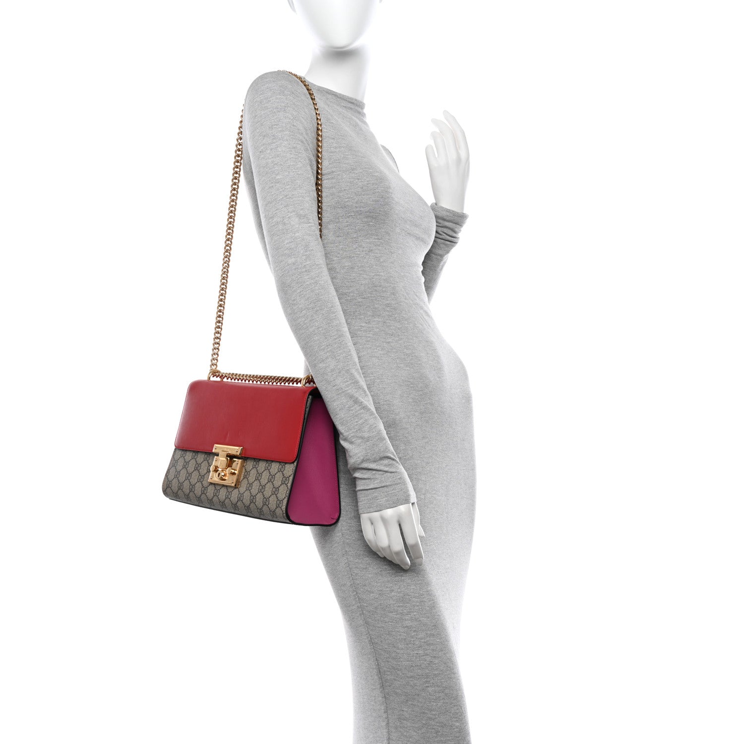 Gucci GG Supreme Monogram Calfskin Medium Padlock Shoulder Bag Beige Hibiscus Red New Rosette 2 of 16