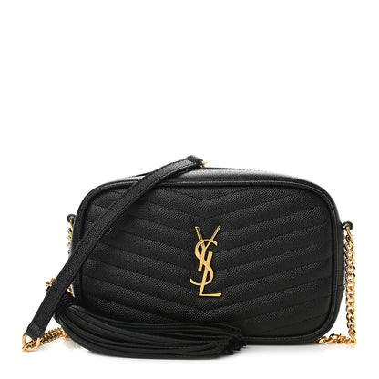 Saint Laurent Grain De Poudre Matelasse Monogram Mini Lou Camera Bag Black 1 of 9