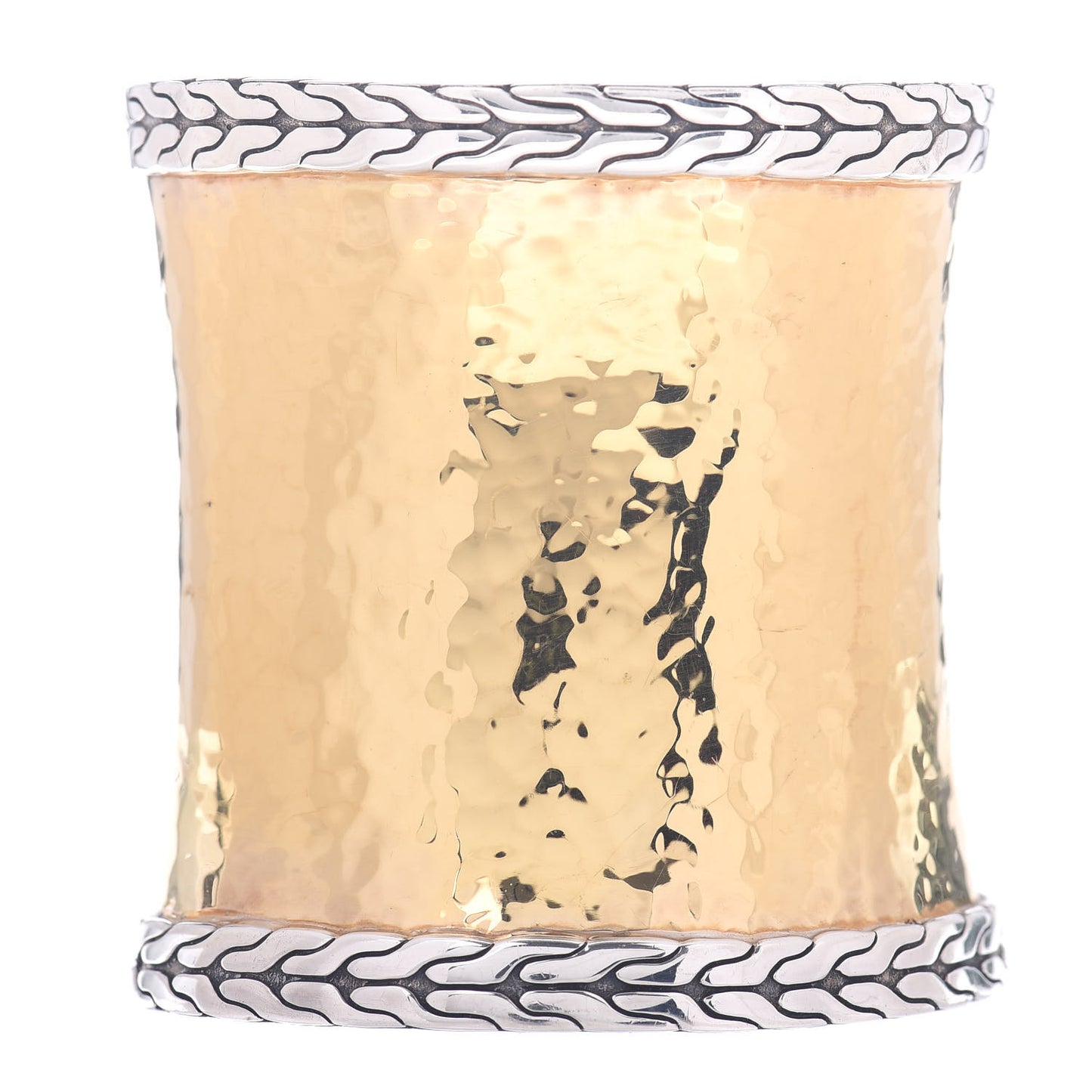 Sterling Silver 22K Yellow Gold Wide Classic Chain Palu Cuff Bracelet