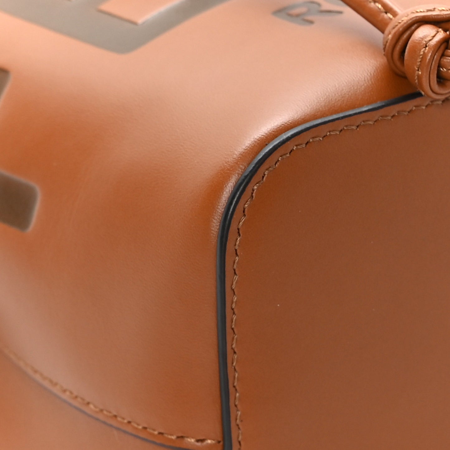 Vitello King F is Fendi Logo Embossed Mini Mon Tresor Bucket Bag Cuoio