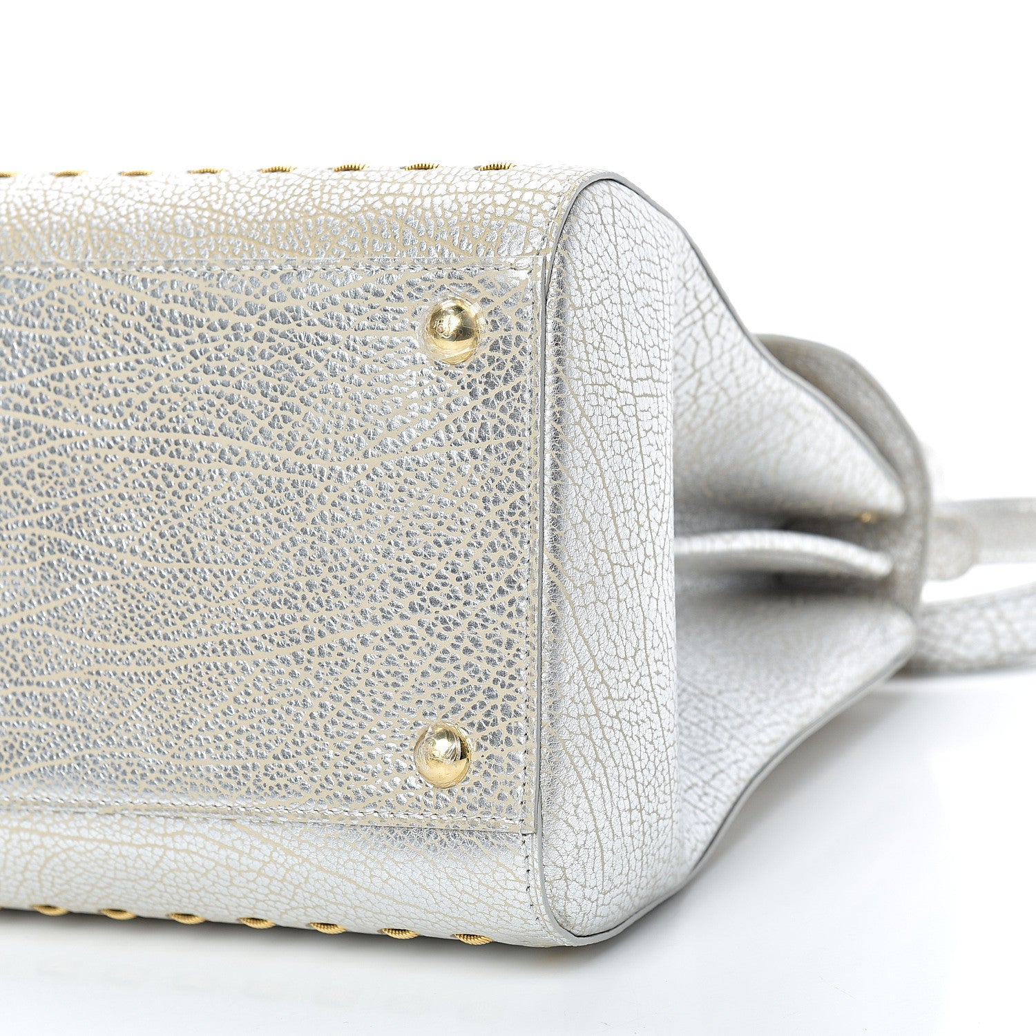 Delvaux Metallic Crispy Calfskin MM Brillant Satchel Antique Silver 9 of 10