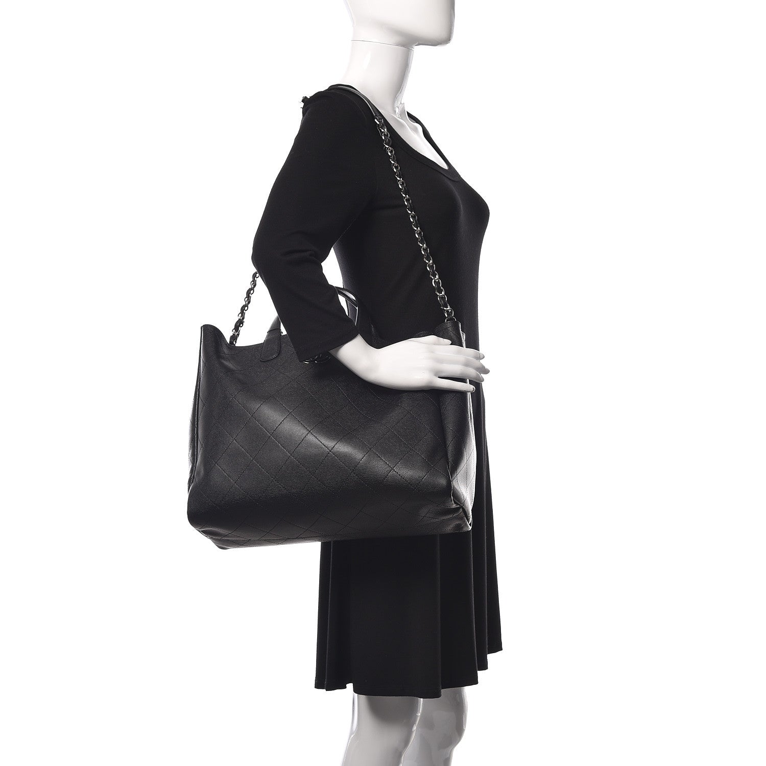 Chanel Caviar Stitched Large Shopping Tote Black 2 of 10