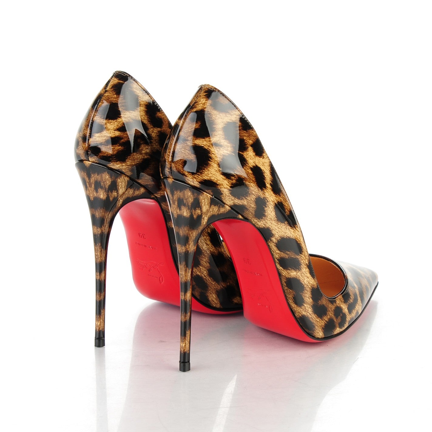 Christian Louboutin レオパード柄 パンプス　39 Christian Louboutin Patent Leopardino So Kate 120 Pumps 39 Brown