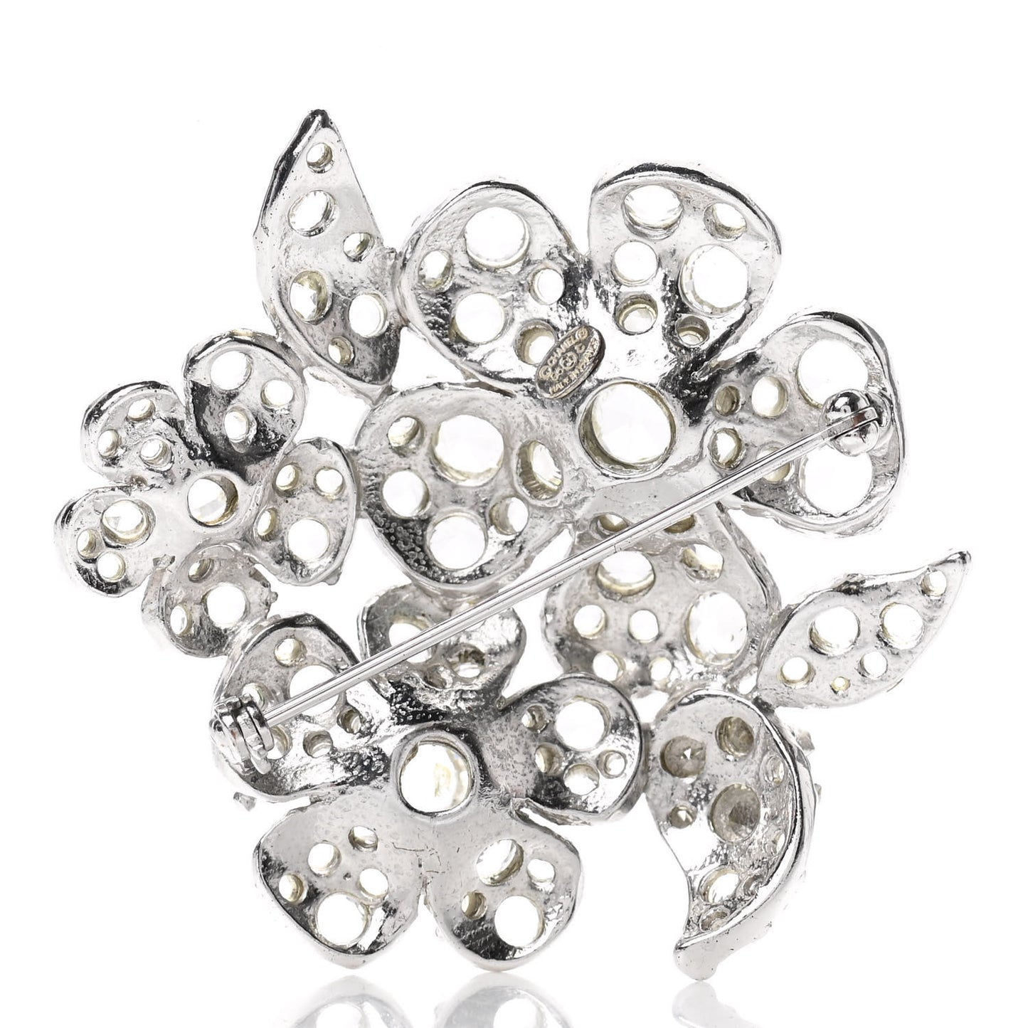 Crystal Camellia Brooch Silver