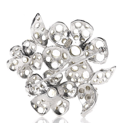 Chanel Crystal Camellia Brooch Silver 3 of 4