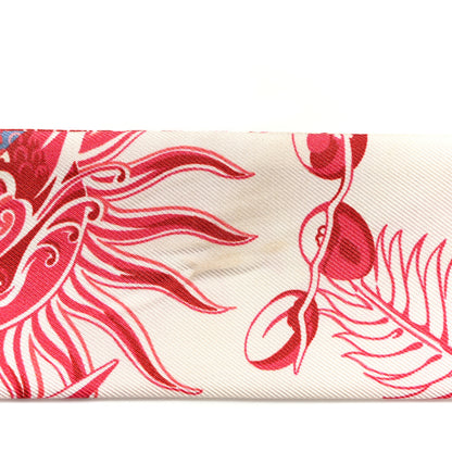 Hermes Silk Mythiques Phoenix Coloriages Twilly White Corail Blue Jean 5 of 6
